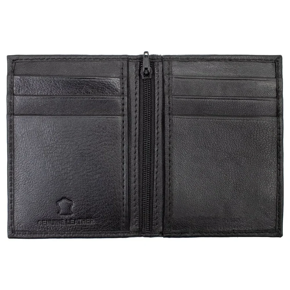 Black Genuine Leather Men's Bifold Credit Card Case Mini Card Wallet